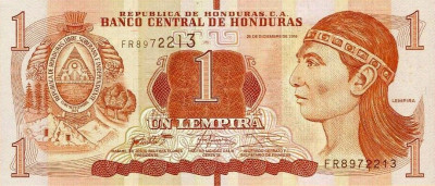 HONDURAS █ bancnota █ 1 Lempira █ 2016 █ P-96 █ UNC █ necirculata foto