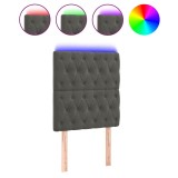 Cumpara ieftin Tablie de pat cu LED, gri inchis, 80x7x118/128 cm, catifea