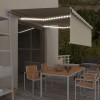 Copertină automată cu stor&amp;senzor v&acirc;nt&amp;LED, crem, 4x3 m