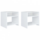 vidaXL Noptiere, 2 buc., alb, 40 x 30 x 40 cm, PAL