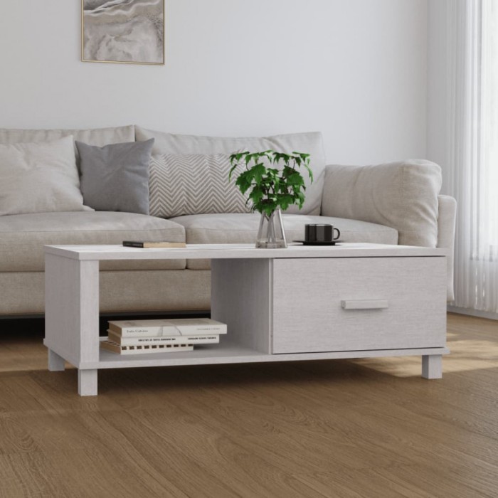vidaXL Măsuţă de cafea, alb, 100x55x35 cm, lemn masiv de pin