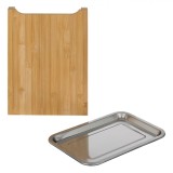 Tocator Bambus, Tava Glisanta, Dimensiuni 24.5x35cm, Lemn Natural, Otel Inoxidabil, Oem
