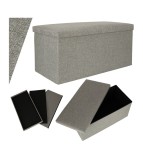 Taburet pliabil mare cu spatiu de depozitare 76 x 38 x 38cm gri