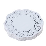 Hartie Dantelata, Rotunda, Diametru 21.5 cm, 100 Buc/Set, Greutate 40 g/m&sup2;, Culoare Alba