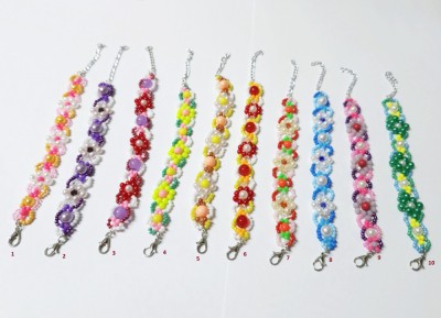 Bratari ajustabile margele, model floral sau romb, multicolore unicat foto