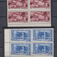 ROMANIA 1939 LP 129 EXPOZITIA NEW-YORK SERIE IN BLOCURI DE 4 TIMBRE MNH