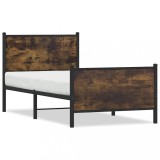 Cumpara ieftin Cadru pat metalic fara saltea, stejar fumuriu, 80x200 cm