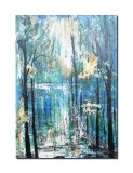 Tablou impasto abstract pictat manual, Alee cu copaci, 100x70cm acril pe panza efect 3D, Kenny Varniote