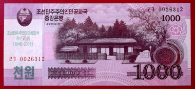 COREEA DE NORD North Korea 1000 1.000 Won 2018 COMEMORATIVA UNC necirculata ** foto