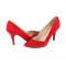 Pantofi cu toc dama piele naturala - Deska rosu - Marimea 36