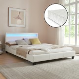 Pat tapitat Paris5 cu saltea si LED 140x200cm alb Corium HausGarden Leisure, [Corium]