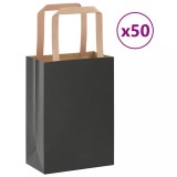 vidaXL Pungi de h&acirc;rtie 50 buc cu m&acirc;nere negre 15x8x21 cm
