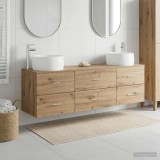 Cumpara ieftin Set dulap baie 3 buc. Stejar Artizanal 161,5 x 44,5 x 80 cm