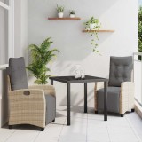 vidaXL Set de masă pentru grădină 3 pcs Bej poliratan