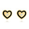 Cercei din aur 375 - inimă simetrică, zirconiu mic, contur de inimă din vopsea neagră