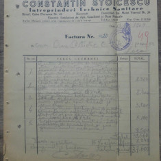 Factura Constantin Stoicescu, Intreprinderi Technice Sanitare/ 1949