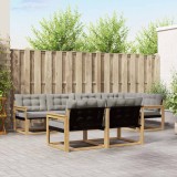 vidaXL Set de canapele de exterior cu pernă 7 pcs Alb și gri deschis 3388773