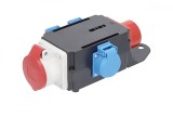 Distribuitor de curent trifazic MIXO CEE maxim 11kW intrare 5 poli 16A 400V iesire 5 poli 16A 400V si 3 prize schuko 230V IP44, As Schwabe