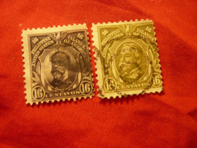 2 Timbre Filipine 1906 si 1909 - Personalitati - W.T.Sampson , stampilate foto