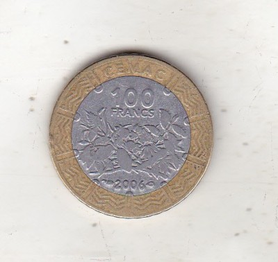 bnk mnd Africa Centrala 100 franci 2006 bimetal foto