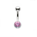Piercing Buric Roz 1.6x10mm Otel Chirurgical, Navel Curbat cu Pietre Stralucitoare - Bijuterie Corp de Calitate