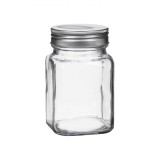 Borcan Sticlă, Capac Filetat Aluminiu, Capacitate 200ml, Transparent, Oem