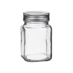 Borcan Sticlă, Capac Filetat Aluminiu, Capacitate 200ml, Transparent