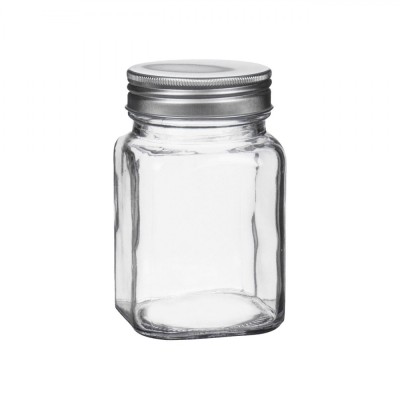 Borcan Sticlă, Capac Filetat Aluminiu, Capacitate 200ml, Transparent foto