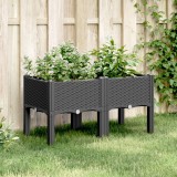 vidaXL Jardinieră de grădină cu picioare, negru, 80x40x42 cm, PP 367893