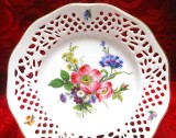 FARFURIE DECORATIVA PORTELAN PERFORAT TRAFORAT FRANTA DECOR FLORI 19 CM