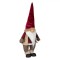 Figurină Decorativă Crăciun, Gnome, Căciulă Catifelată Bordo, Blană Bej, 70cm