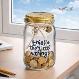 Pusculita Borcan din Sticla &Oslash;8x14cm pentru economii, CMCLASS