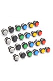 24 bucăți &icirc;ntrerupător cu buton apăsabil momentan de 16 mm, pornit/oprit, sortiment roșu, verde, galben, albastru, alb, negru, 3A 250V