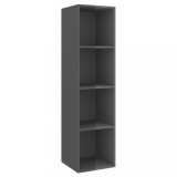 Cumpara ieftin Dulap TV montat pe perete, gri extralucios, 37x37x142,5 cm, PAL