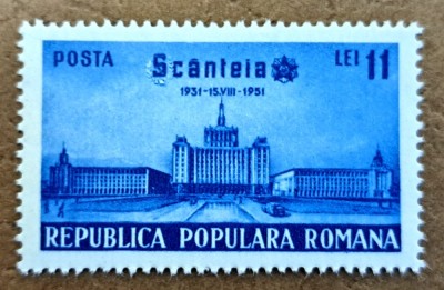 TIMBRE ROM&amp;Acirc;NIA MNH LP286/1951 -20 ani apariția ziarului SC&amp;Acirc;NTEIA -serie simplă foto