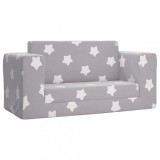 Cumpara ieftin Canapea extensibila copii 2 locuri gri deschis/stele plus moale
