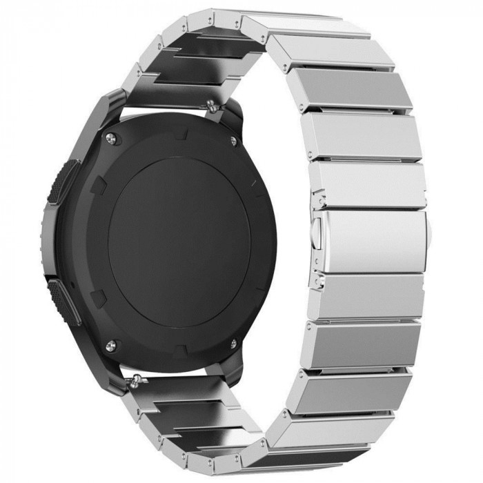 Curea metalica Edman 1Z pentru Samsung Gear S3 si telescoape Quick Release incluse in pachet, latime prindere 22mm, Argintiu