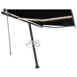 vidaXL Copertină automată senzor v&acirc;nt &amp; LED, antracit, 300x250 cm