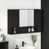 VidaXL Dulap cu oglindă pentru baie Pe perete Negru 80 x 17 x 55 cm 883355