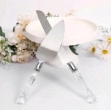 Set Cutit si Paleta Tort Nunta Adhoreca, Inox/Acrilic Transparent, 2 Piese - Taiere si Servire