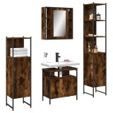Set dulapuri de baie, 4 piese, stejar afumat, lemn prelucrat