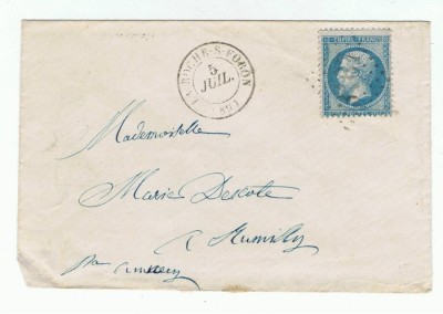 France 1867 Cover GC 3167 LA ROCHE SUR FORON to RUMILLY D.833 foto