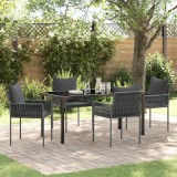 vidaXL Set de masă pentru grădină 5 pcs Negru Rattan poli