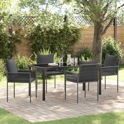 vidaXL Set de masă pentru grădină 5 pcs Negru Rattan poli 3379103 foto