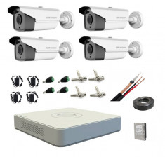 Kit complet 4 camere supraveghere exterior Hikvision 1080P 80 m IR hard 1tb foto