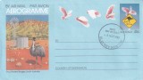 FILATELIE TEMATICA - PLIC AUSTRALIA TEMATICA PASARI STRUT AIRMAIL AEROGRAMA, Fauna, Stampilat
