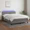 vidaXL Pat cu arcuri, saltea și LED, gri &icirc;nchis, 140x190 cm, textil 3133070