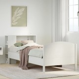 vidaXL Pat cu bibliotecă fără saltea, alb, 90x200 cm, lemn masiv pin