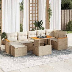 vidaXL Set canapele grădină cu perne 8 piese bej poliratan/lemn acacia 3327516
