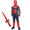 Set costum Iron Spiderman IdeallStore&reg;, New Era, 5-7 ani, rosu si sabie LED 41.5 cm